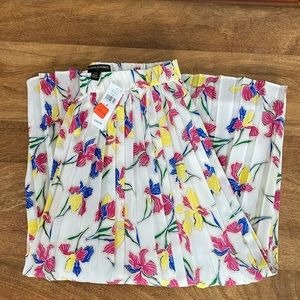 Banana Republic floral, pleated midi skirt